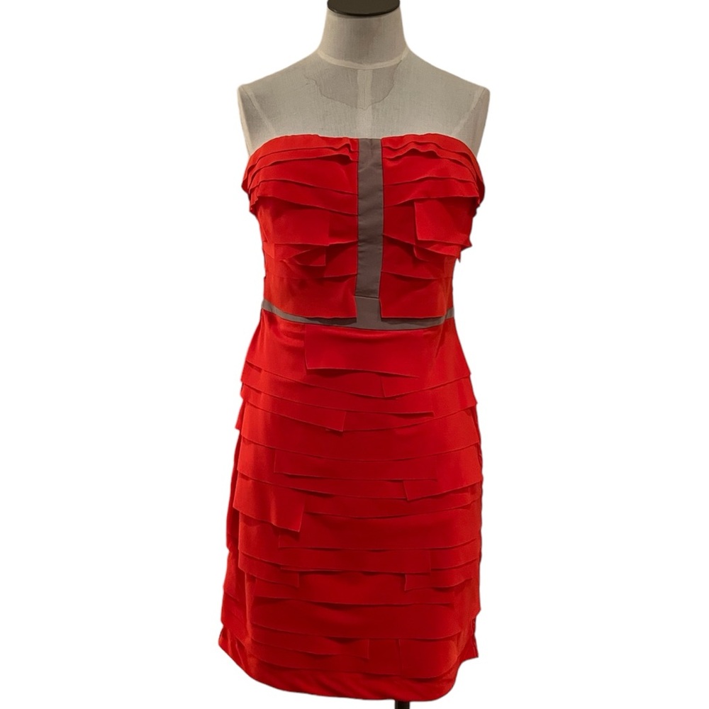 Gianni Bini Tomato Layered Strapless Dress
